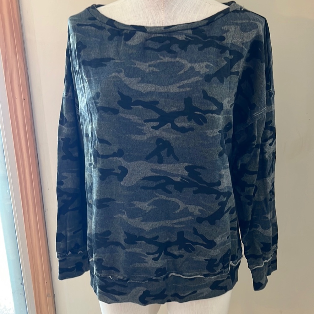 Sundry Camo Trapeze Pullover Sweatshirt